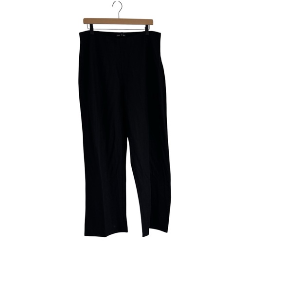 Eileen Fisher Pants Womens Large Black Boiled Wool Side Zip Wide Leg Classic - Picture 2 of 12